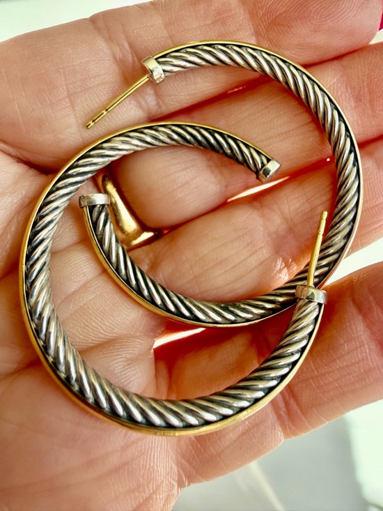 David Yurman Jewelry - David Yurman, crossover 18 karat gold and sterling earrings